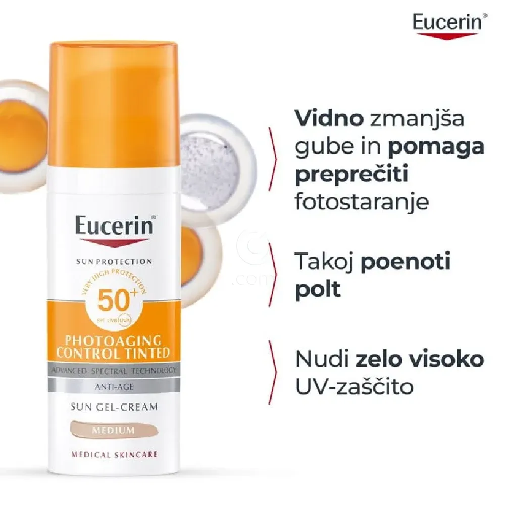 Eucerin Sun Photoaging Control, fluid za obraz v odtenku Medium - ZF 50+ (50 ml)